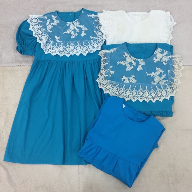 Dress anak hijau tosca import renda  2-8th brokat tutu gaun casual katun impor
