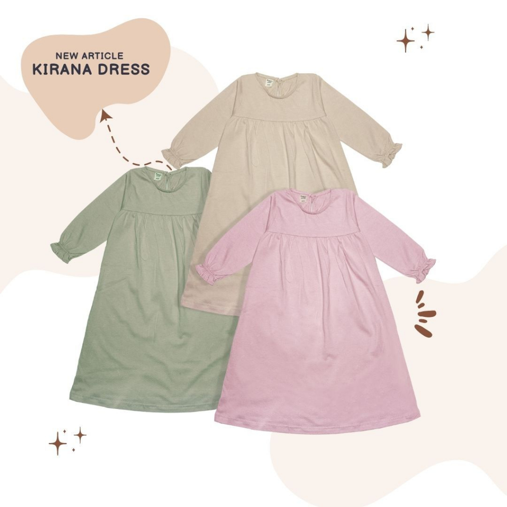 Bajubaja Kirana dress junior / dress anak panjang baju perempuan material cotton combat 24s