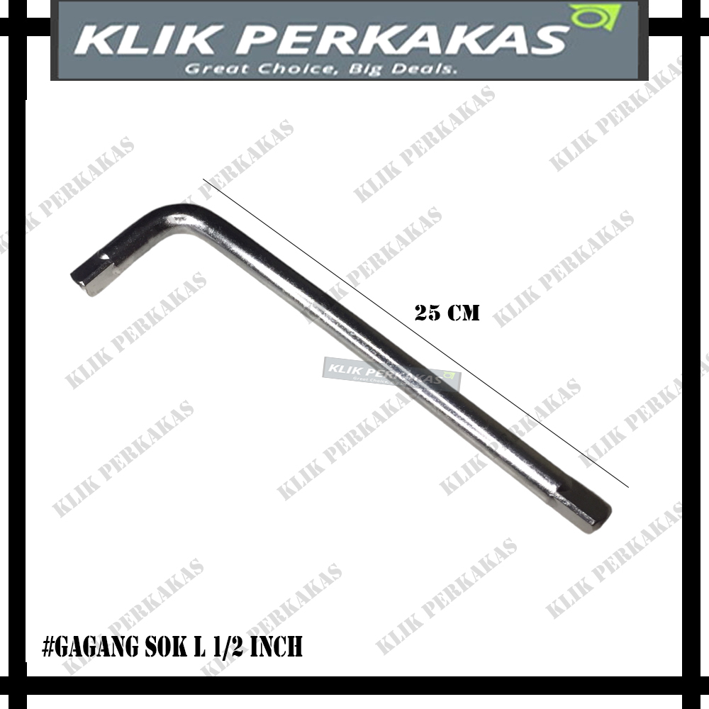 Gagang Kunci Sock L Offset - Sherlock Handle Kunci Sock/Sok 1/2 Inch DR x 10 Inch