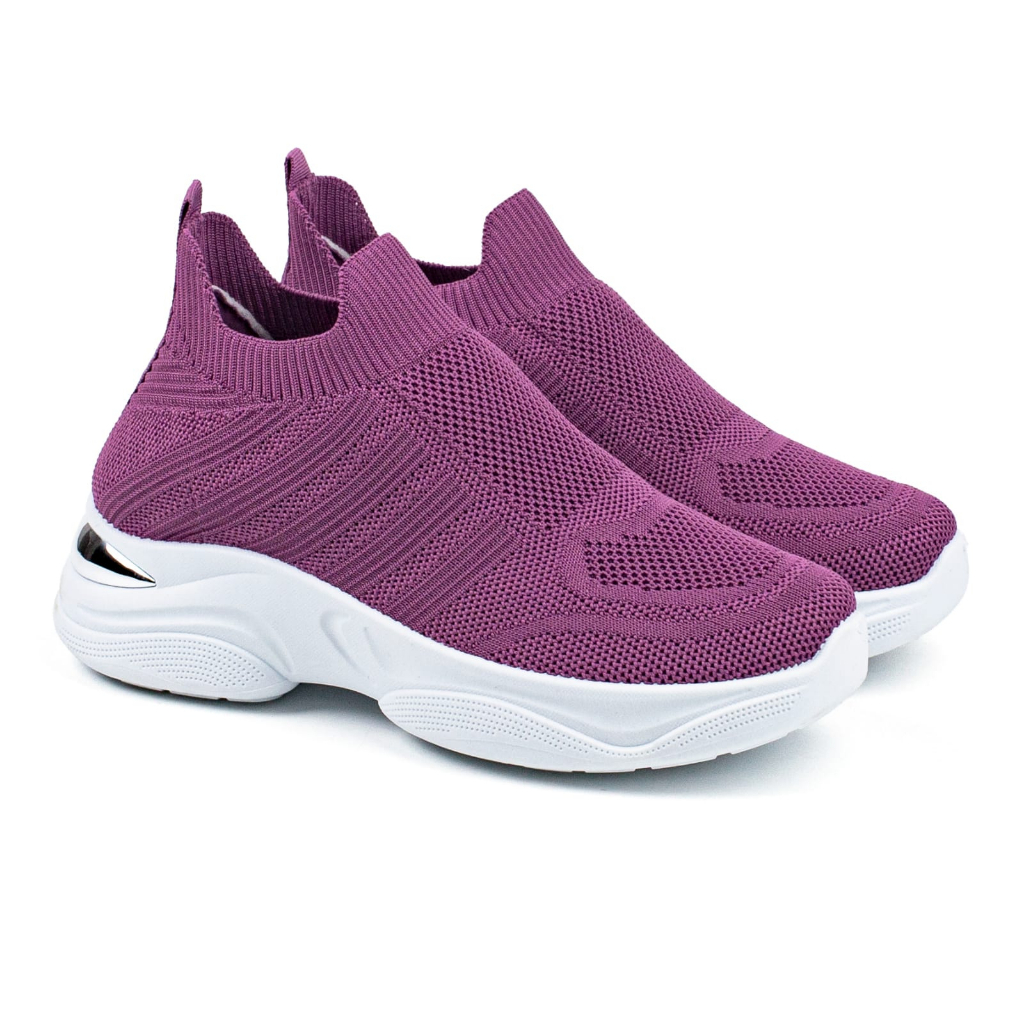 Sepatu Slip On Wanita Sport Tinggi Tanpa Tali Shoes Canvas Cewek Sepatu Model Hak Tinggi TG9606