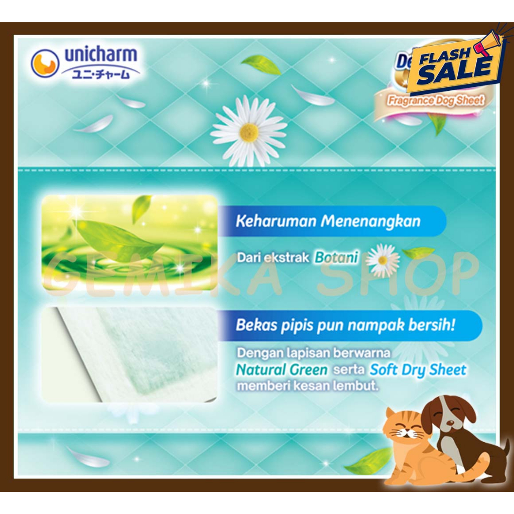 DEO SHEET UNICHARM SMALL DOG ALAS ANJING ( AROMA FLORAL / GREEN )6PCS