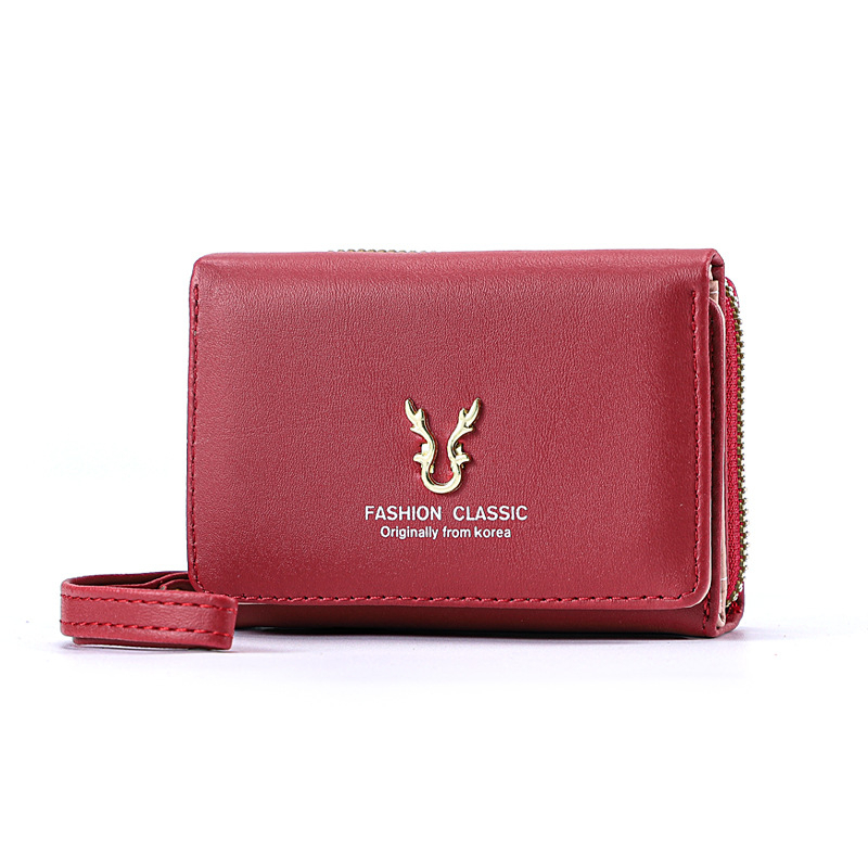 DOMPET LIPAT WANITA KULIT KECIL IMPORT KOREA KEKINIAN MINI LUCU MERAH PALMEY SLOT KARTU PREMIUM RESLETING UANG KOIN KERTAS WA679R1 FASHION ORI BATAM BRANDED CEWEK REMAJA PENDEK SIMPLE