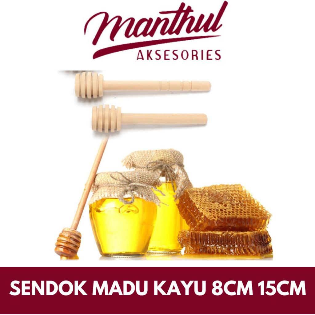 SENDOK MADU KAYU 8CM 15CM STIK ADUKAN MADU STIK MADU HONEY SPOON / HONEY DIPPER STICK FOOD GRADE