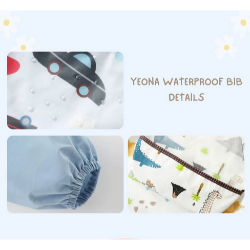 Korean Yeona Waterproof Bib - Celemek Baju Anak Lengan Panjang Celemek Tahan Air Slabber Bib Bibs