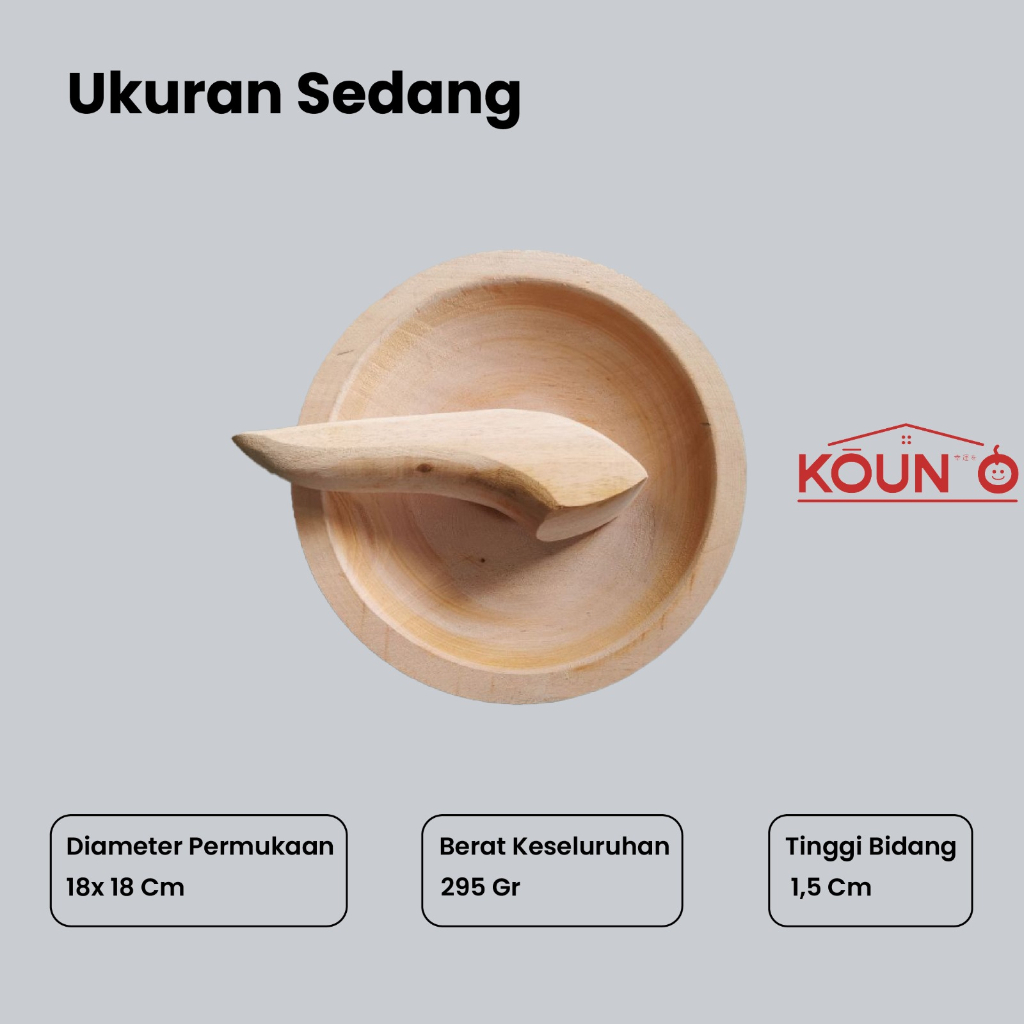 Ulekan Kayu Cobek Kayu Mahony Premium Alat Tumbukan Bahan Makanan