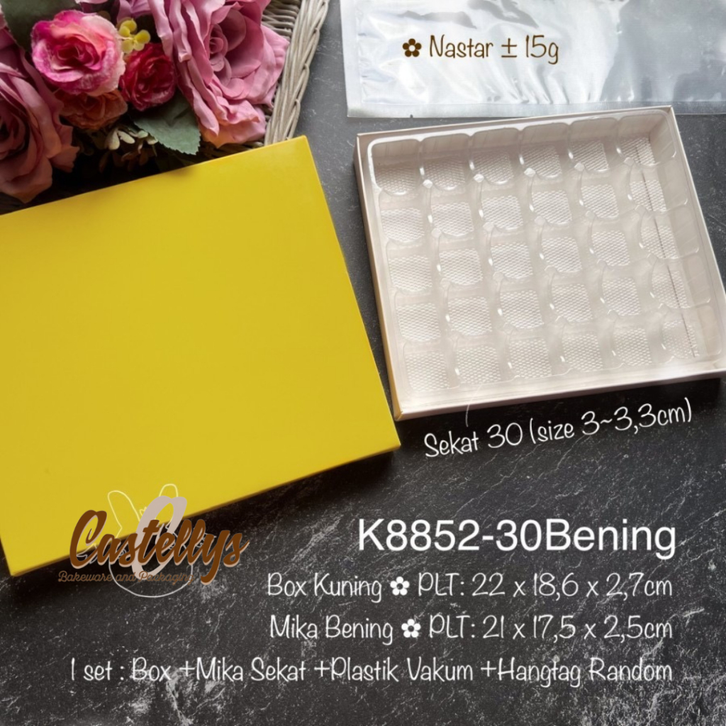 

5 Pcs Kotak Box + Mika Sekat 30 KUNING Kotak Nastar Kue Lebaran Idul Fitri