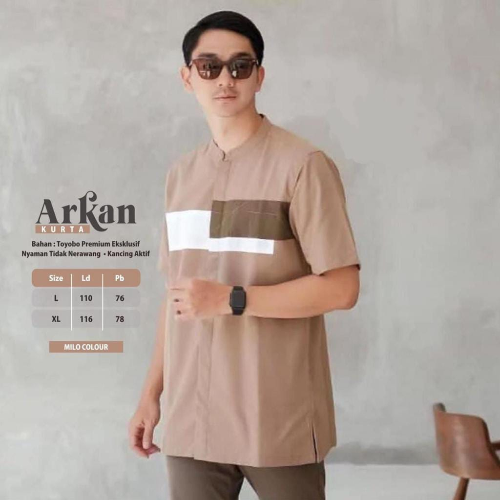 KEMKO BAJU KOKO PRIA BERKUALITAS LENGAN PENDEK WARNA OLIVE MOCCA MUSTARD NAVY