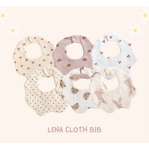 Korean Lena Cloth Bib - Celemek Kain Anak Bayi Baby Slabber Bib Bibs Sluber Slaber Slubber Slabber Anak Bayi Baby Bip Baby Makan Celemek Lucu