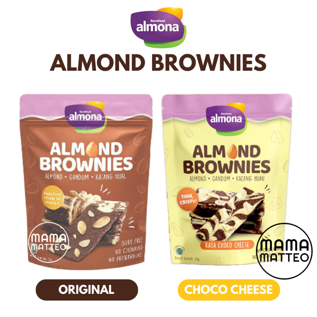 BAREFOOD ALMONA Almond Brownies Original Choco Cheese 50gr / Snack Sehat / Dairy Free / No Preservative / No Coloring / BANDUNG