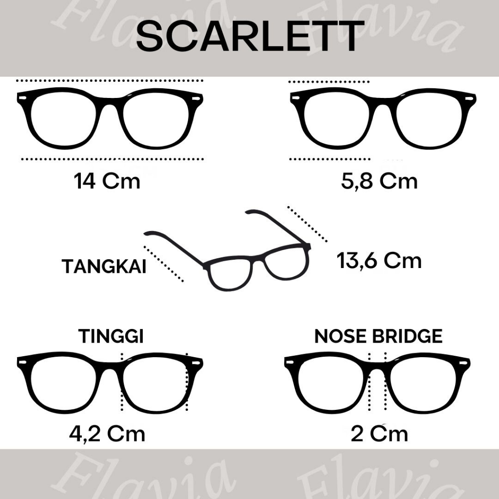 Flavia Eyewear - Kacamata Scarlet Acetat (custom minus, photochromic, blueray, bluechromic dan photobrown)