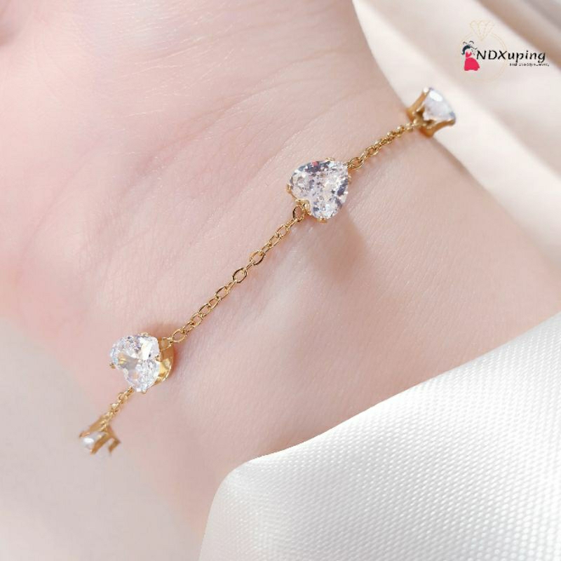 Gelang Tangan Rantai Titanium Mata Love Fashion Cantik Dan Simple N05042302