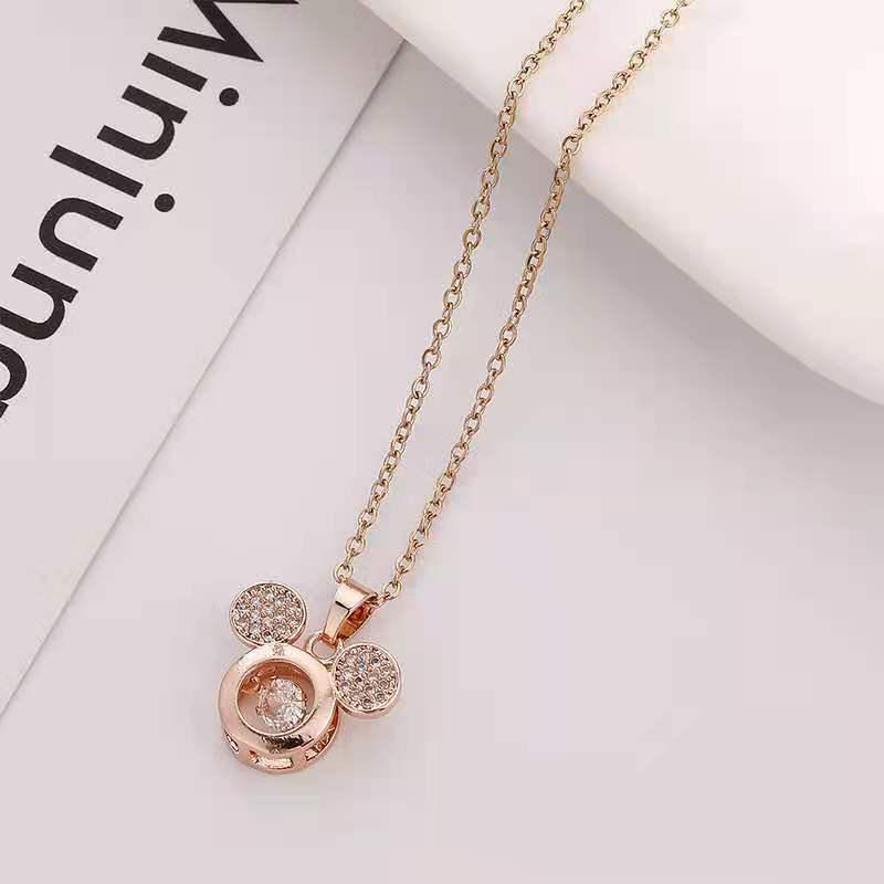 kalung liontin mickey mouse titanium miki dancing wanita elegant fashion korea KL118