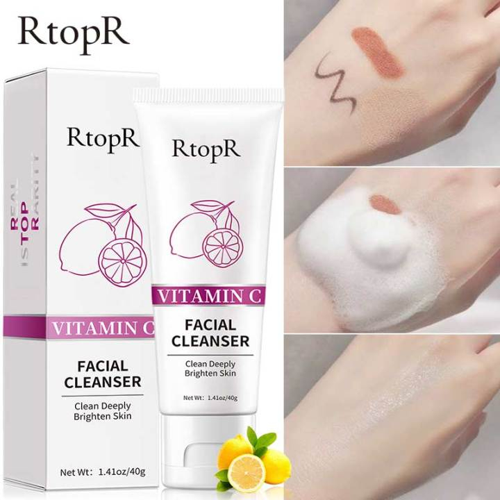 Rtopr Vitamin C Facial Cleanser Whitening Face Wash Dark Spot Moisturizer Collagen-Sabun Pembersih- Muka Memberikan Wajah dan Pori-Pori Wajah Putih Berseri-40gr