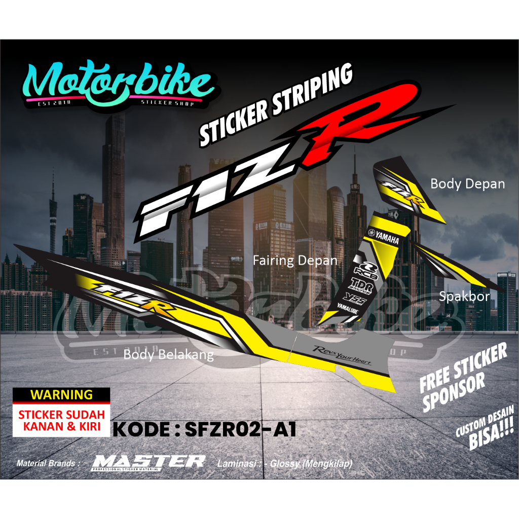 Striping Fiz R - Sticker Striping Variasi Yamaha Fiz R Kuning