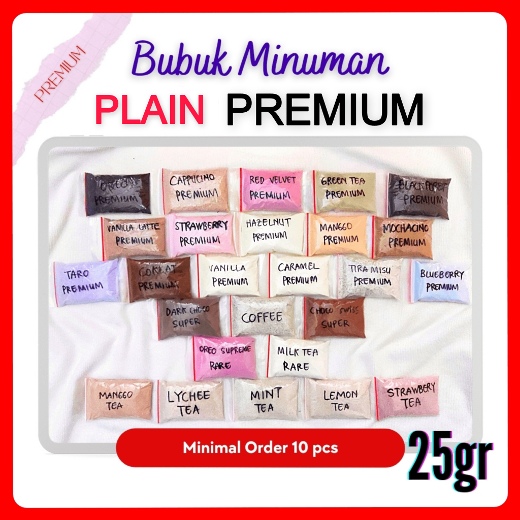Bubuk Minuman Rasa Premium PLAIN 25gr Serbuk Minuman Rasa dan Teh Kekinian