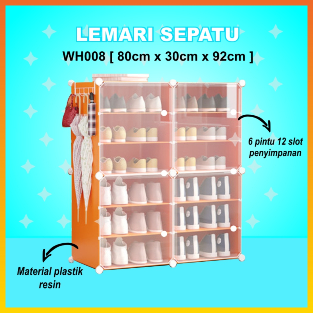 Rak Sepatu Anti Debu rak sepatu plastik 12 ruang Shoe Rack Portable box sepatu serbaguna WHFURNITURE