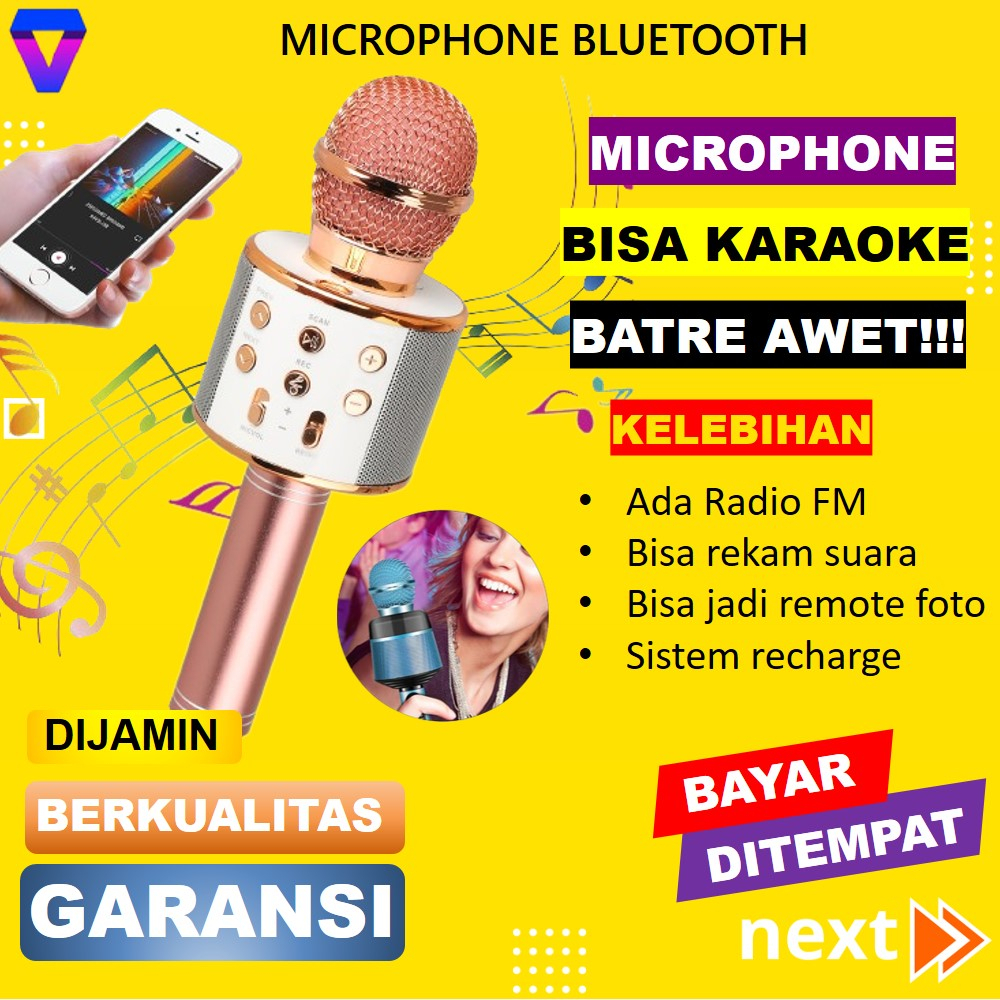 MICROPHONE KARAOKE BLUETOOTH PORTABLE MIC SPEAKER MIKROFON KARAOKE WIRELESS MIKROPON TANPA KABEL SPEAKER MIC SUARA NYARING JS192