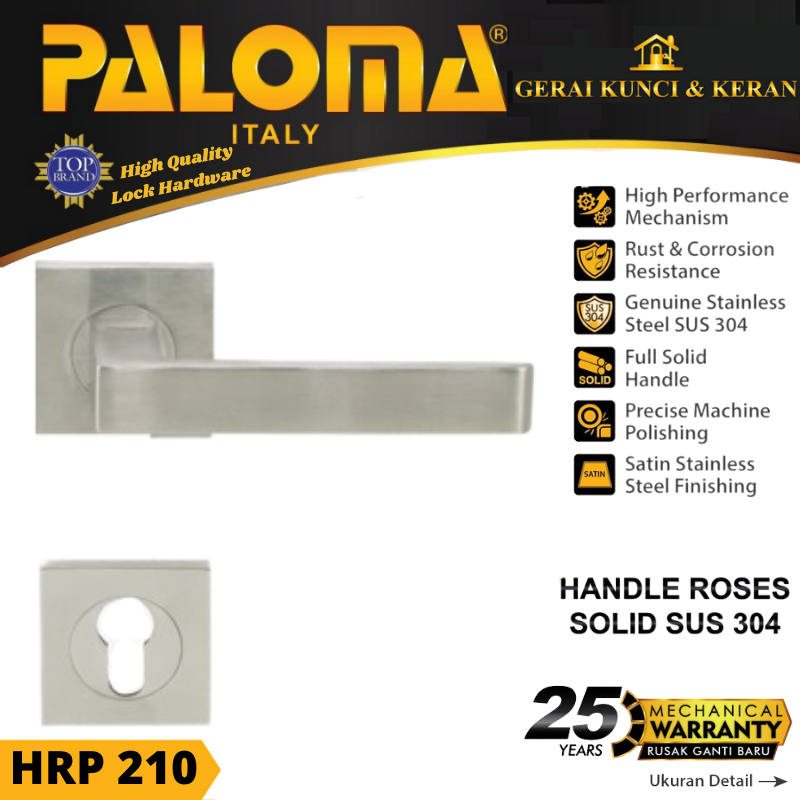 Handle Pintu Roses PALOMA HRP 210 LHS ASCOT SQ STAINLESS STEEL