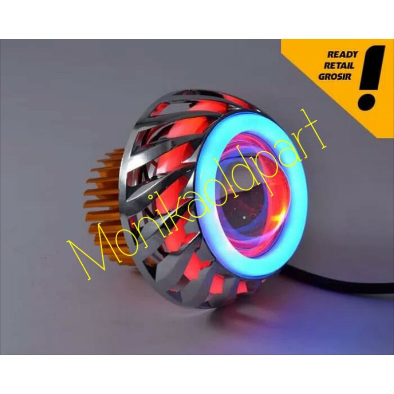 LAMPU PROJI LED RAINBOW LAMPU UTAMA MOTOR MOBIL NYALA TERANG PUTIH CRISTAL ORIGINAL