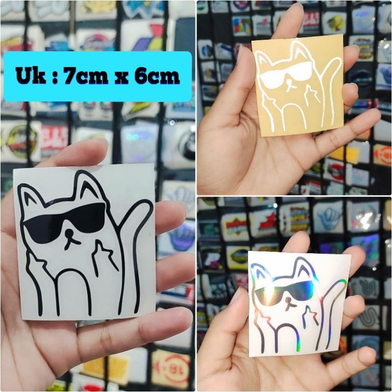 sticker cutting CAT MIDLE FINGER