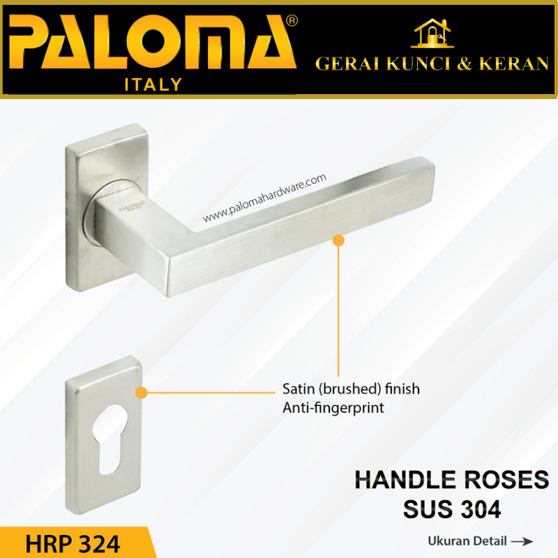 Handle Pintu Roses PALOMA HRP 324 LHT GERARDO LSQ STAINLESS STEEL