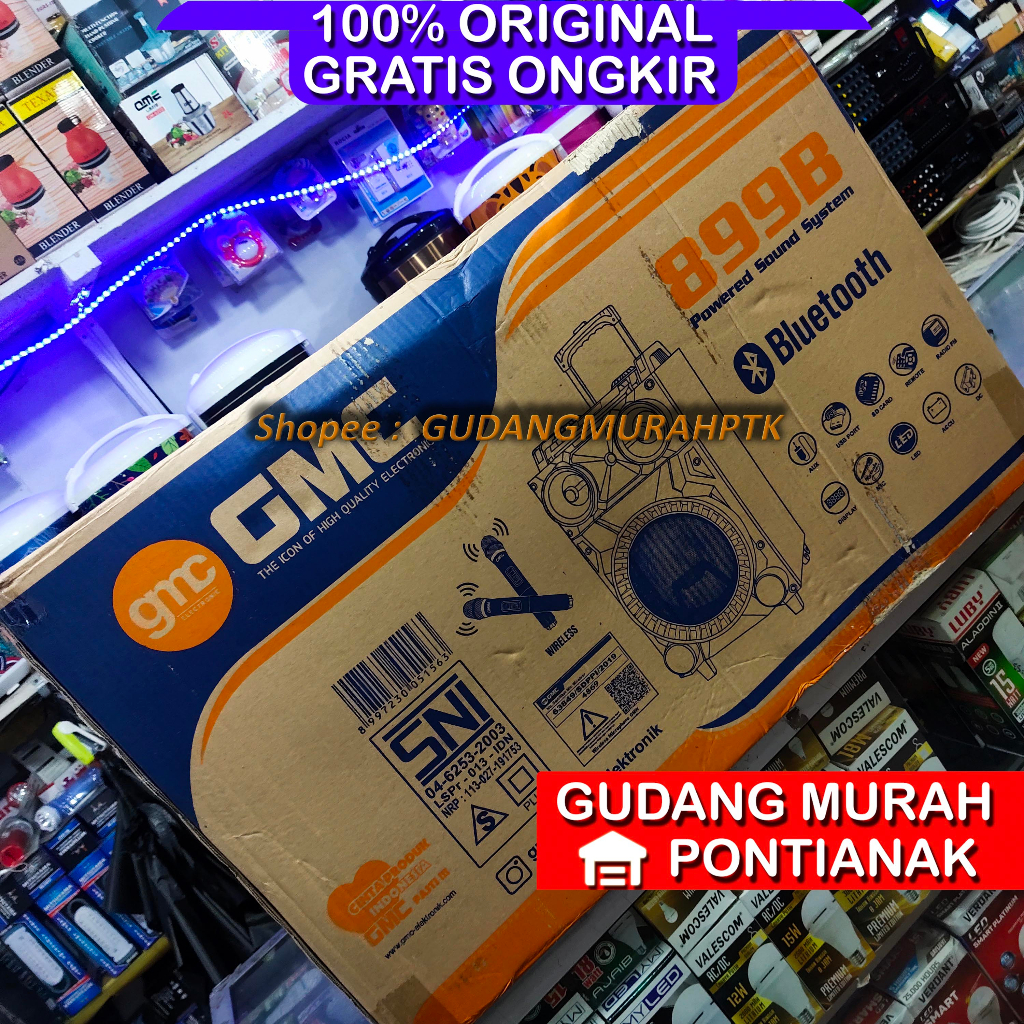 Speaker Bluetooth GMC JUMBO portable 899B Bonus mic 2 buah wireless Tanpa kabel Salon bluetooth meeting 899 B