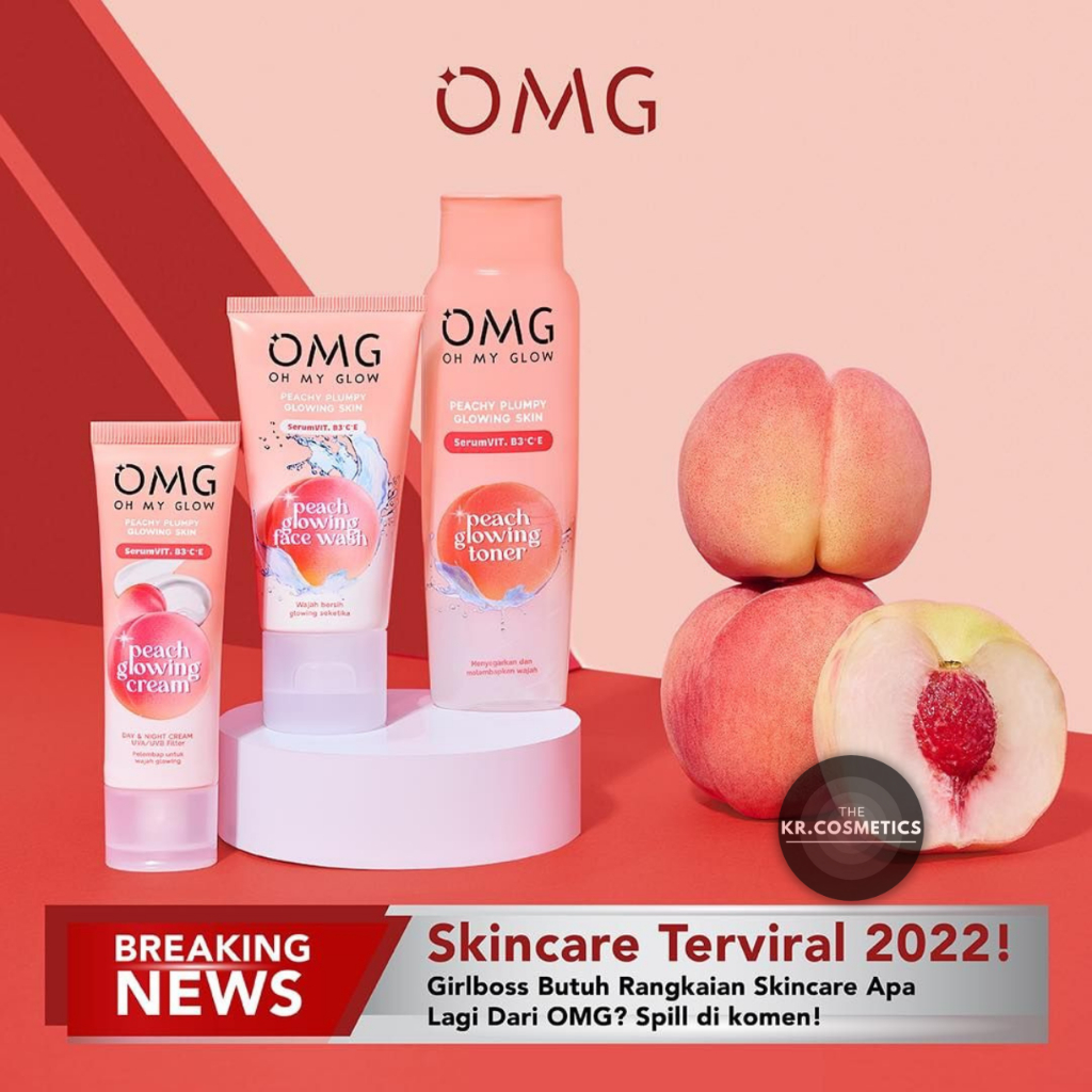 OMG OH MY GLOW SKINCARE glowing paket skincare Face Wash Cream Toner 3 item