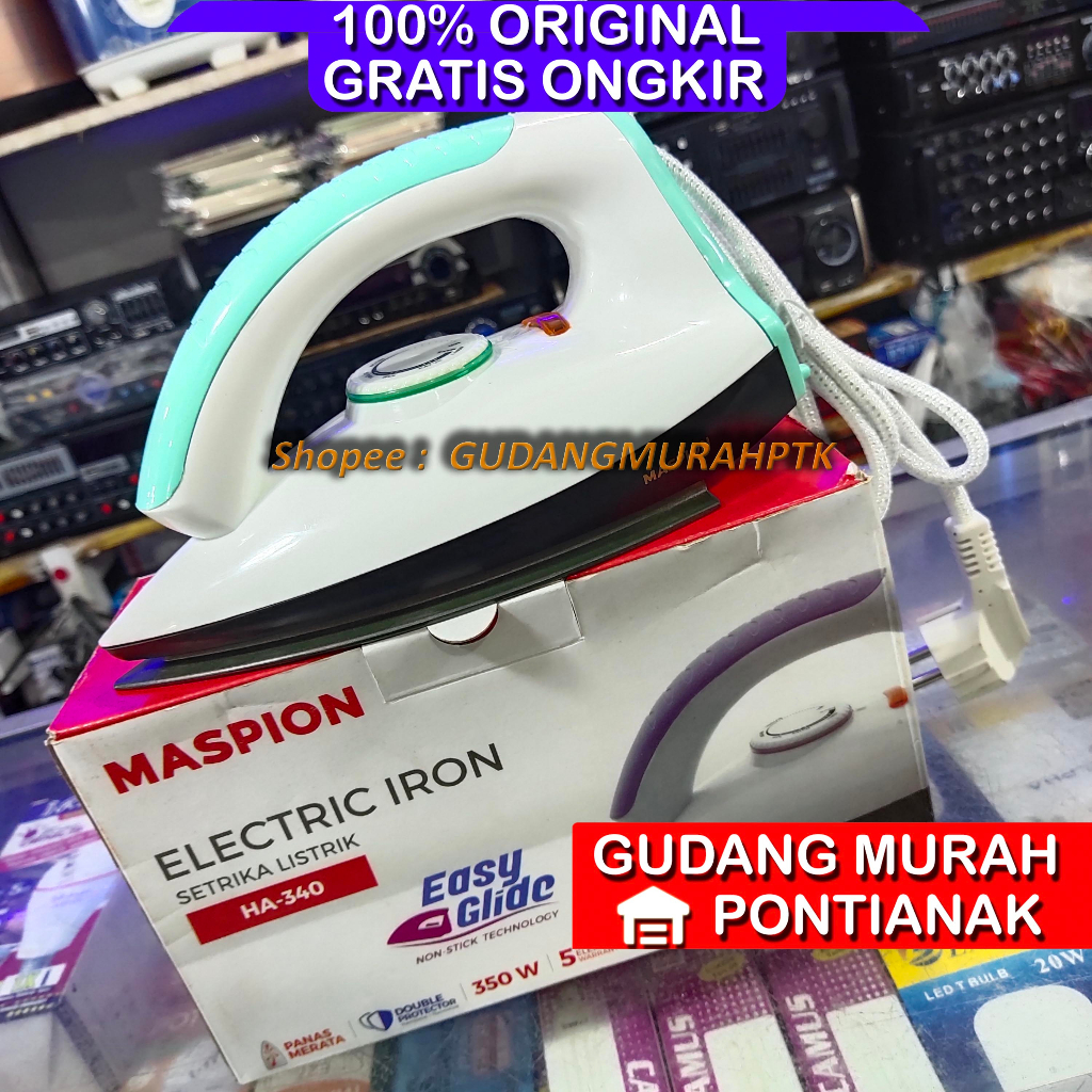 Setrika listrik Maspion HA-340 Easy Glide Double Protector