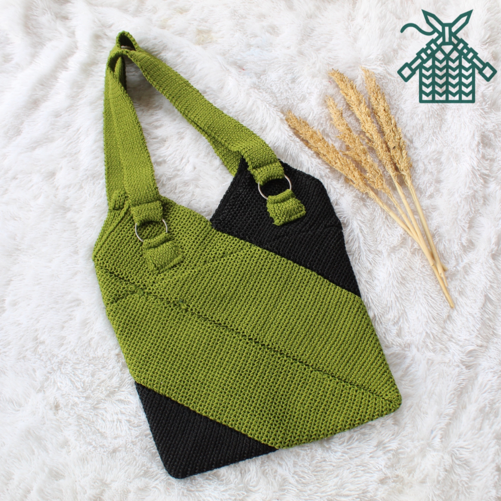tas tote rajut dua warna / totebag wanita rajutan unik / tas rajutan wanita / medina's two tone