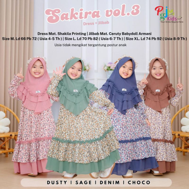 SAKIRA VOL.3 BY PGJ KIDS // SET ANAK PEREMPUAN BESTSELLER // Dress + hijab
