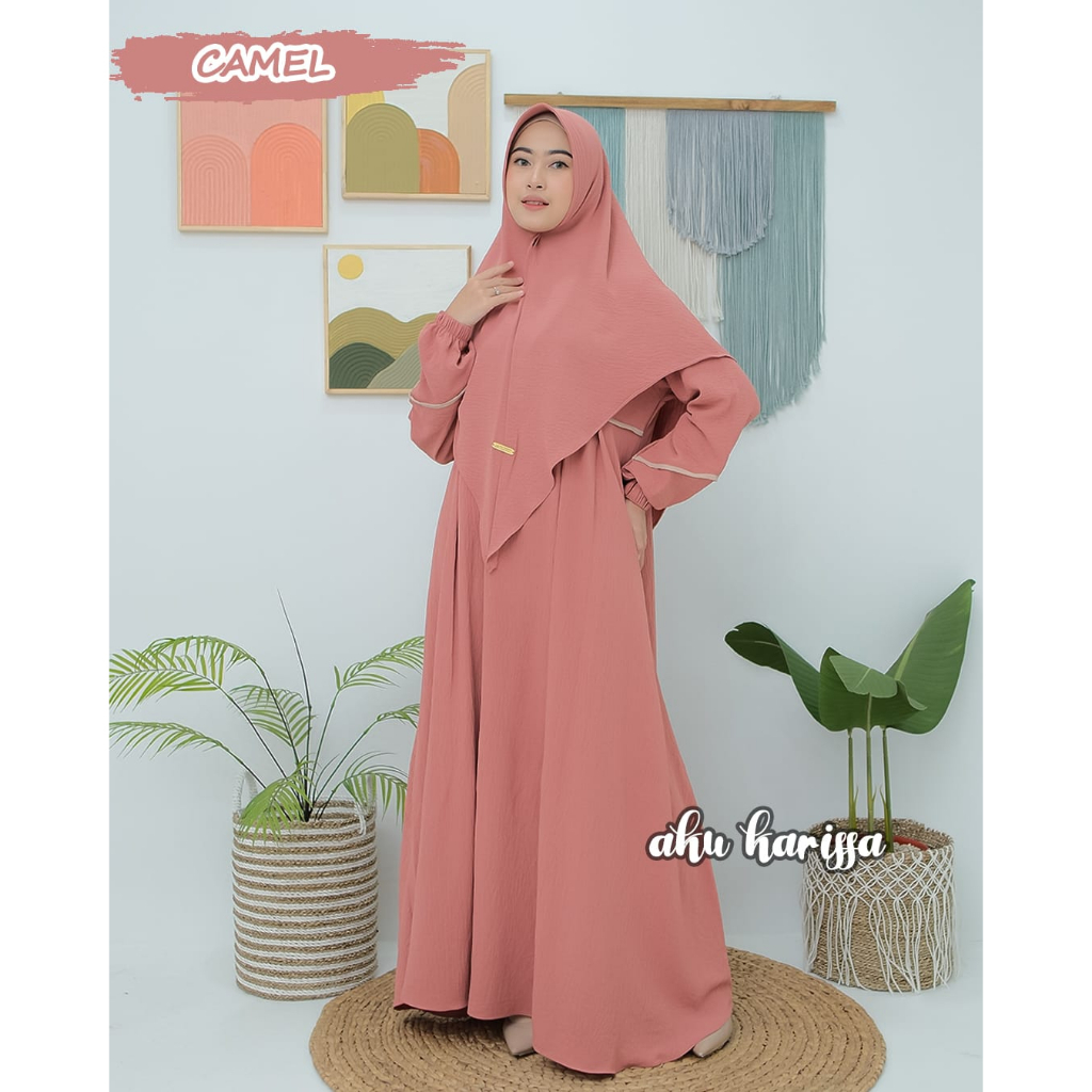 Gamis Ori Aku Karissa Azzahra Set Syar'i/ Gamis Set Hijab Model Terbaru