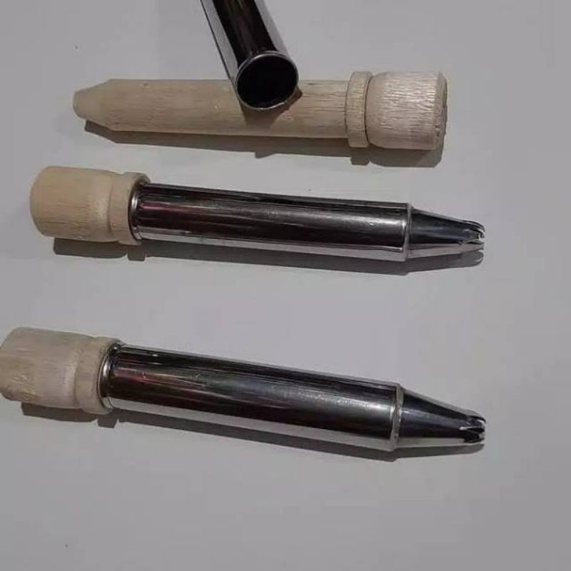FREE DUS BUBBLE Cetakan Kue Semprit Stainless Dorong Kayu / Cetakan Kue Semprit Kue Kering