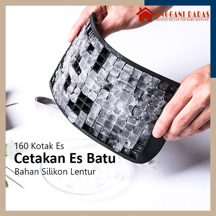 Tempat Es Batu Silikon Cetakan Es Pembuat Es Batu Lentur 160 Kotak