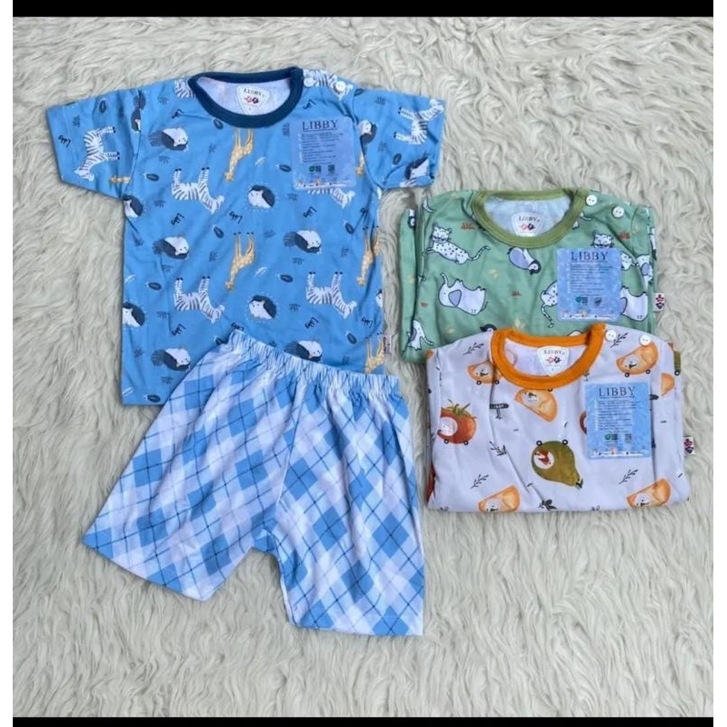 LIBBY BABY THE TERRACE STORY 3 SETEL OBLONG PENDEK CELANA PENDEK/SETELAN HARIAN ANAK/PIYAMA ANAK/BAJ