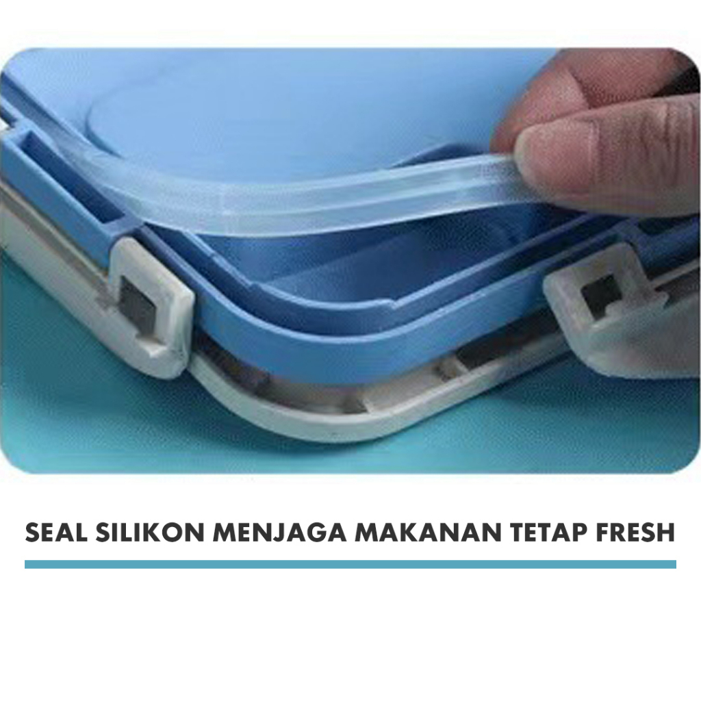 Lunch Box Set Kotak Bekal Makan 1000ml 4 In 1 Dengan Alat Makan | Kotak Bekal Anak dan Dewasa