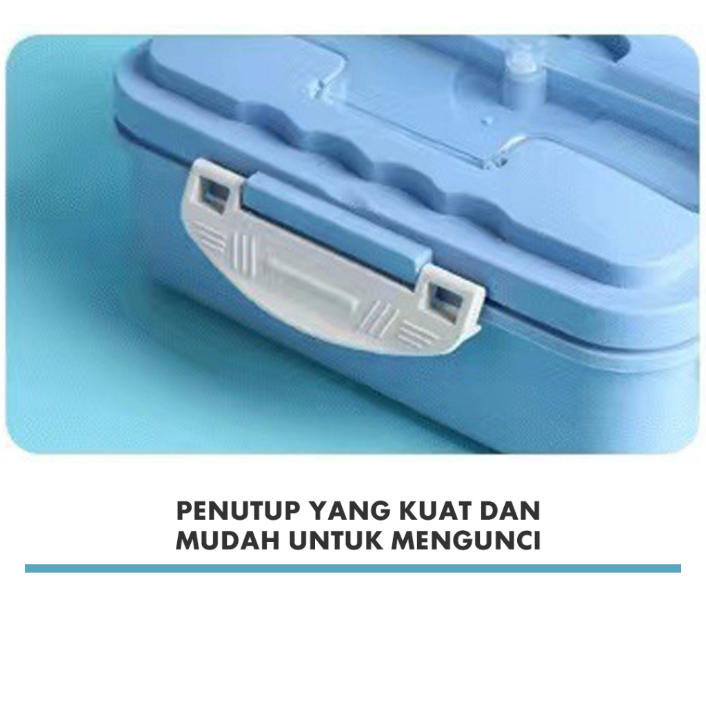 Lunch Box Set Kotak Bekal Makan 1000ml 4 In 1 Dengan Alat Makan | Kotak Bekal Anak dan Dewasa