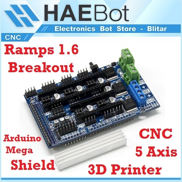 [HAEBOT] Ramps 1.6 Shield Motor Driver CNC 3D Printer Controller Engraver Marlin GRBL 5 Axis Arduino Mega DRV8825 A4988 TMC2100 Mikrostepping Nema 17