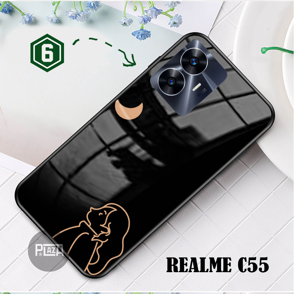 Softcase Glass Kaca COUPLE [K119] REALME C55 Terbaru Casing Handphone-Pelindung Handphone