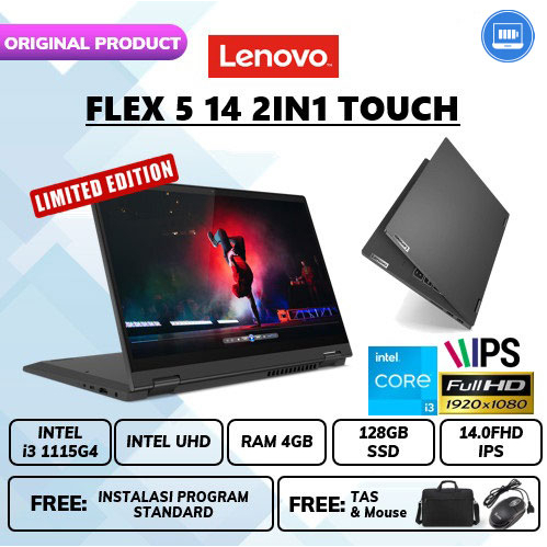 Laptop Flex 5 14 2IN1 TOUCH i3 inch 1115G4 4GB 256ssd Windows10 14.0HD