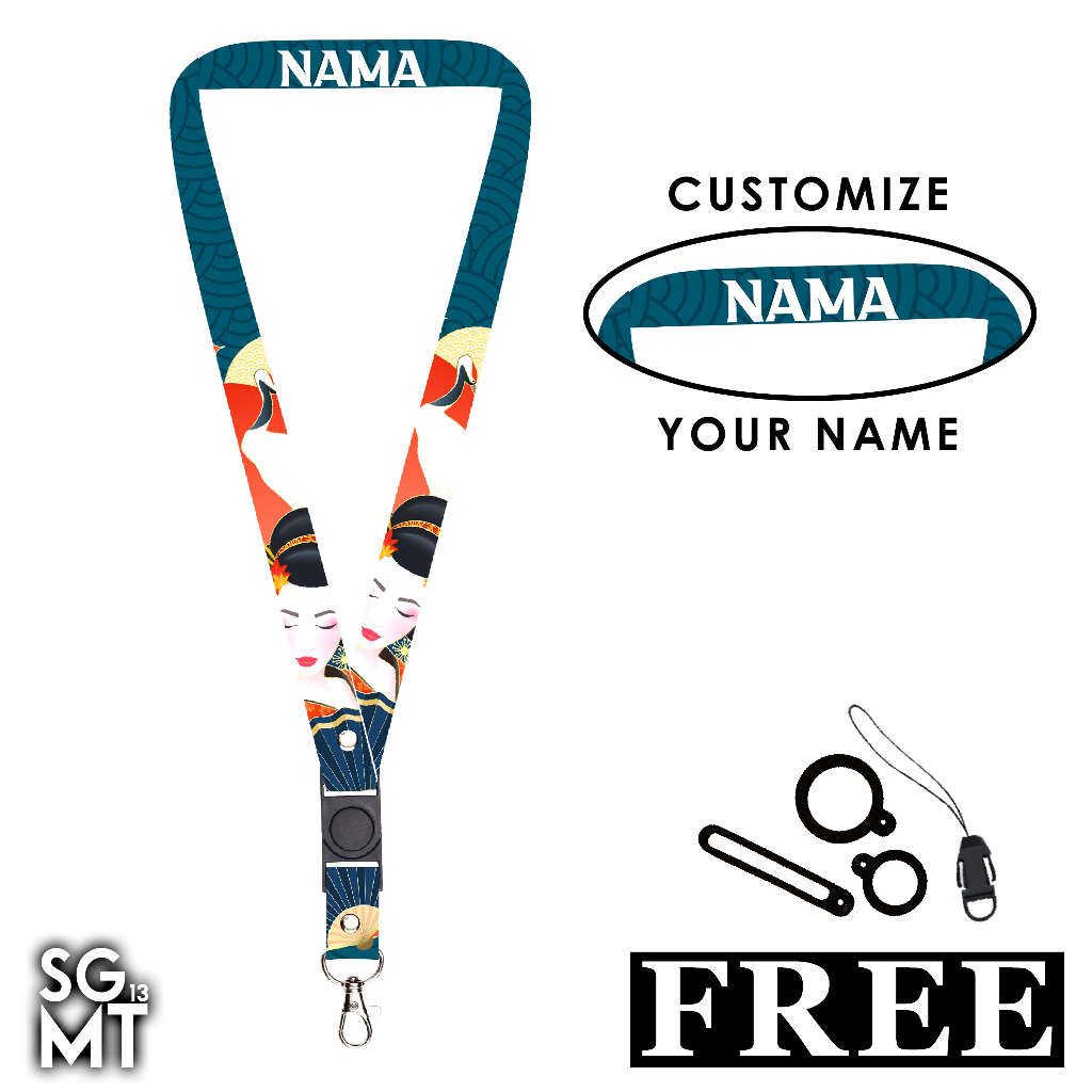 BISA SATUAN Lanyard Custom Nama  Printing Full 2 Sisi Ukuran 2cm Satuan Murah Bisa Request Nama Design 1