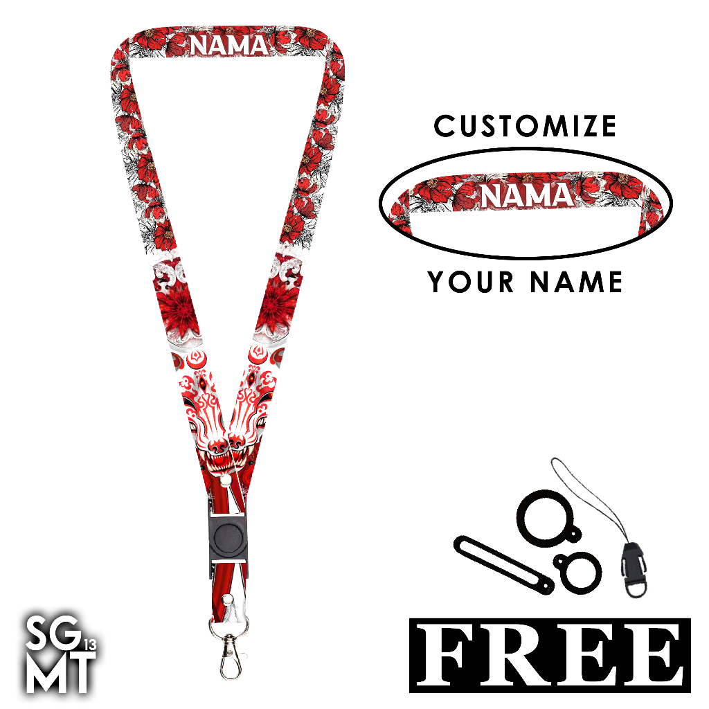 BISA SATUAN Lanyard Custom Nama  Printing Full 2 Sisi Ukuran 2cm Satuan Murah Bisa Request Nama Design 1