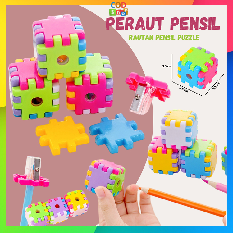 

COD - S5744 Peraut Pensil Putar Rautan Pensil Karakter Puzzle / Rautan Pensil Mini Bentuk Puzzle / Serutan Pensil Model Puzzle