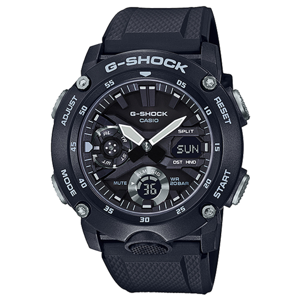 Jam Tangan G-SHOCK Digital analog Black Dial Black Resin Strap 48mm Men GA- 2000S-1ADR