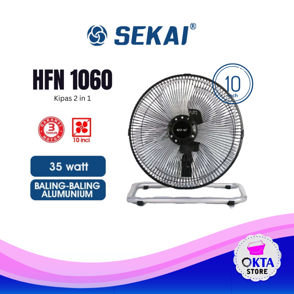 SEKAI Kipas Angin 2In1 Berdiri dan Dinding HFN 1060 10inch