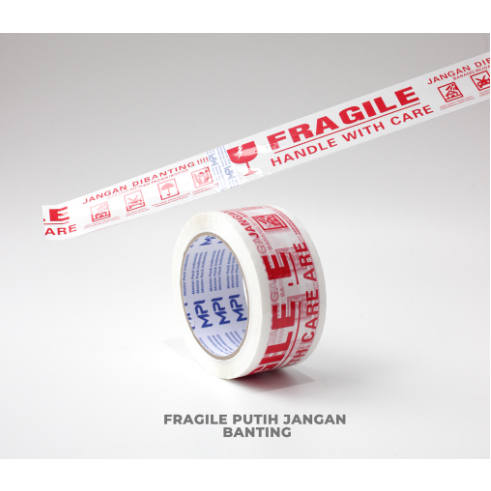 

Lakban Fragile Putih Handle With Care 48mmx100Yard MPI