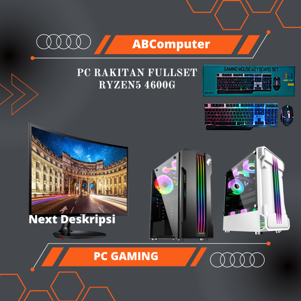 pc gaming fullset rakitan komputer ryzen5 4600g