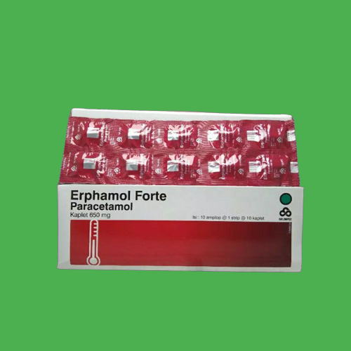 ERPHAMOL FORTE PARACETAMOL 650MG PER BOX ISI 10 STRIP