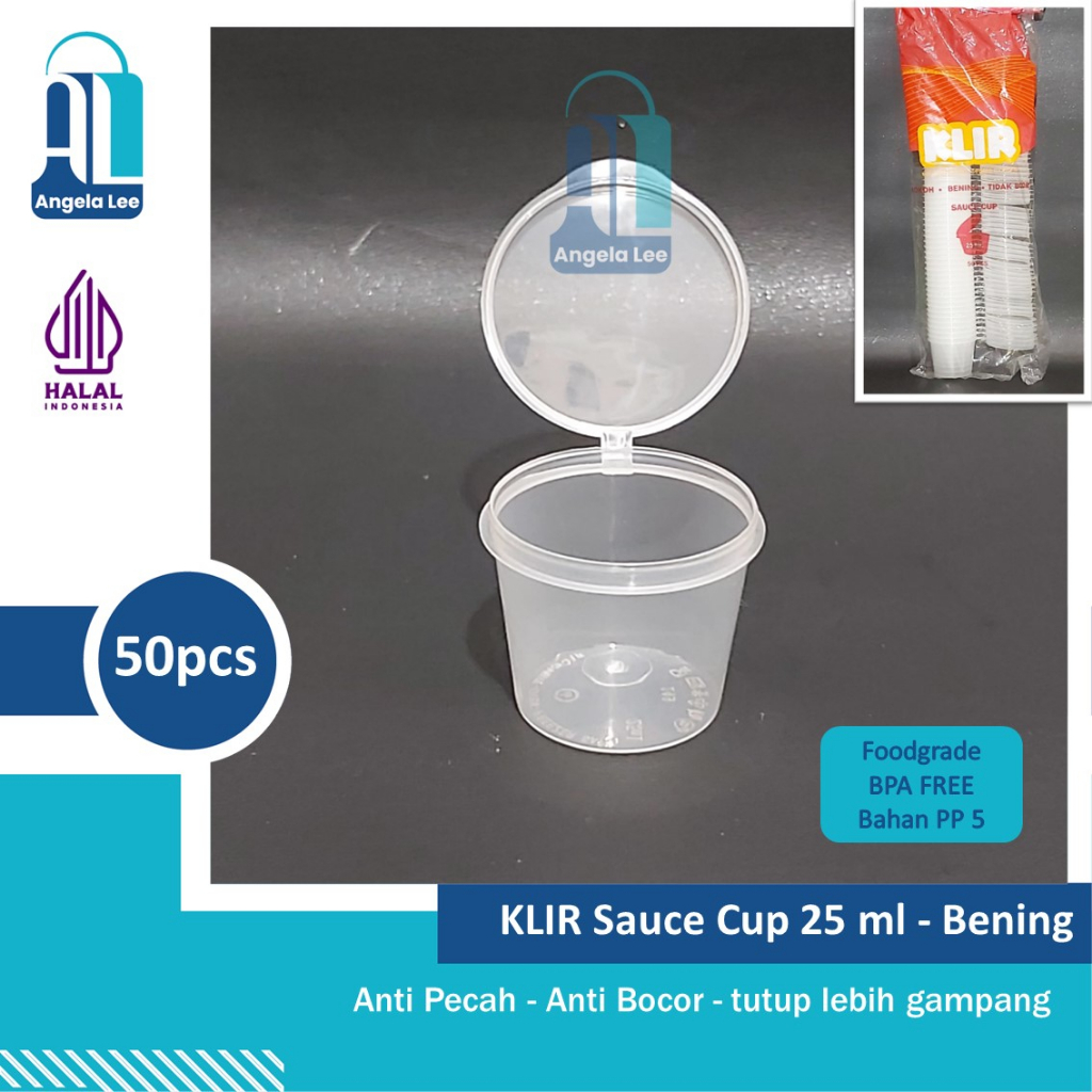 KLIR Sauce Cup Tempat Saus Sambal Thinwall Cup Plastik 25/35/60ml 50pcs Anti Pecah Bocor