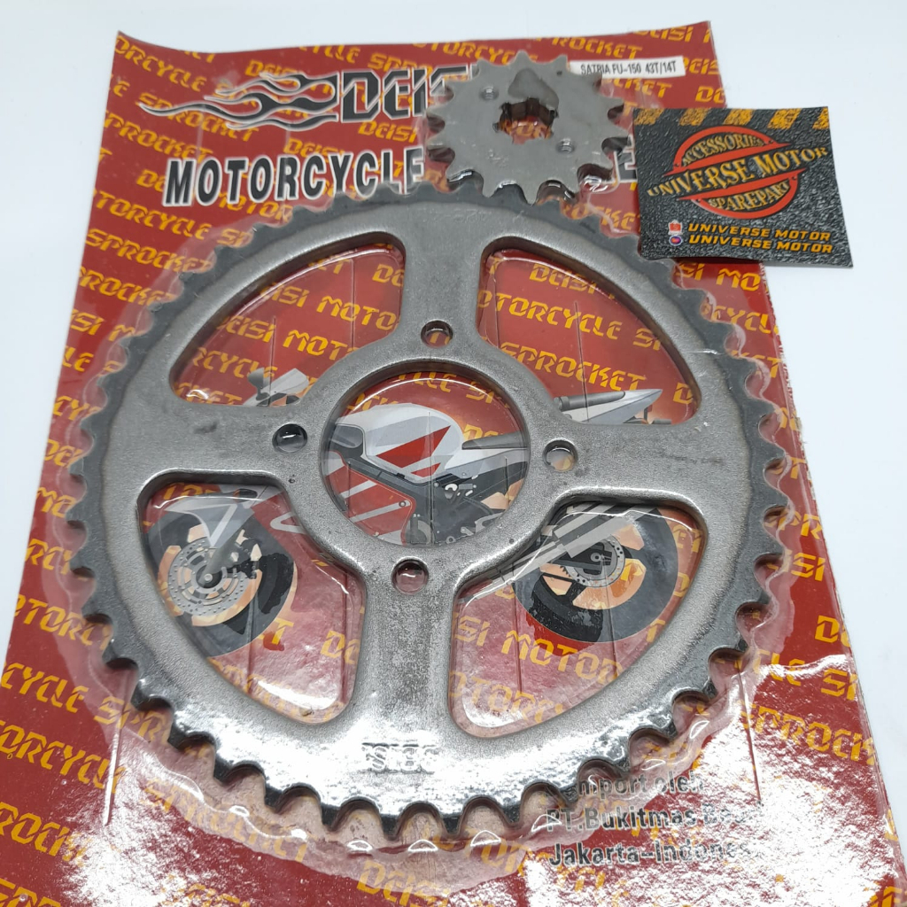 GEAR PRESS GIR SET DEPAN BELAKANG SATRIA FU150 FU 150 FU LAMA 14T 43T 2013 KEBAWAH