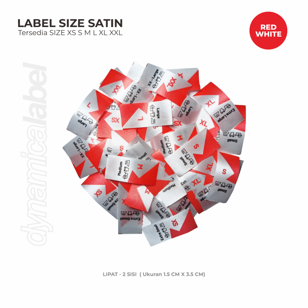 

Label Size Bahan Satin - Label Ukuran Baju Lipat 2 Sisi